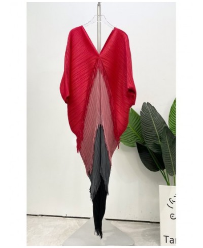 Pleated Tassel Dress 2022 Spring Summer Bat Sleeve Loose Long Dress Designer Fashion Elegant Aesthetic Clothes $89.66 - Dresses