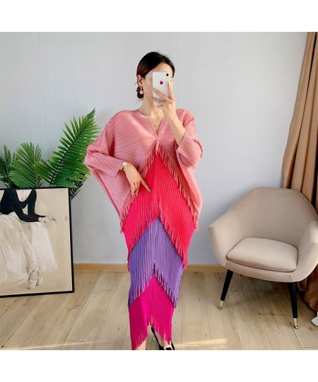 Pleated Tassel Dress 2022 Spring Summer Bat Sleeve Loose Long Dress Designer Fashion Elegant Aesthetic Clothes $89.66 - Dresses