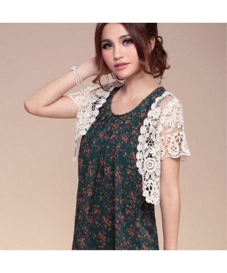 Womens Short Sleeve Open Front Lace Cardigan Floral Crochet Sheer Beach Cover Up Shrugs Crop Bolero Jackets for Dresses $24.5...