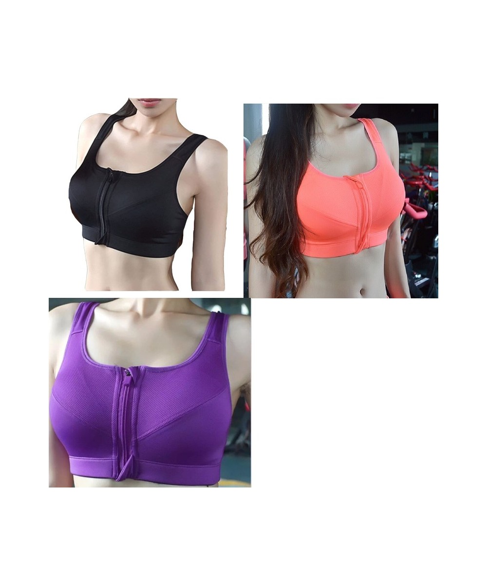 3Pcs/Set Sports Bra Crop Top Women Sportswear Bras Fitness Female Zipper Underwear Running Shockproof Bras Push Up 5XL Plus $...