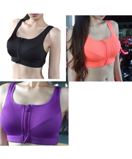 3Pcs/Set Sports Bra Crop Top Women Sportswear Bras Fitness Female Zipper Underwear Running Shockproof Bras Push Up 5XL Plus $...