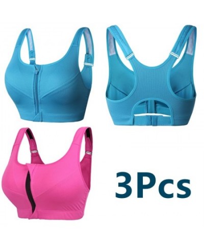 3Pcs/Set Sports Bra Crop Top Women Sportswear Bras Fitness Female Zipper Underwear Running Shockproof Bras Push Up 5XL Plus $...