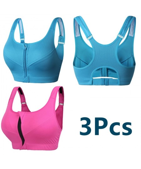 3Pcs/Set Sports Bra Crop Top Women Sportswear Bras Fitness Female Zipper Underwear Running Shockproof Bras Push Up 5XL Plus $...