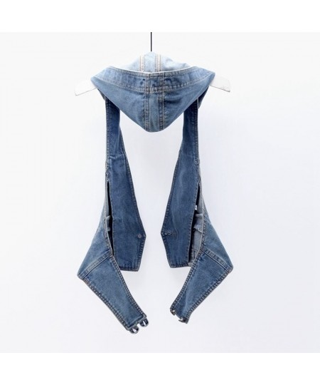 Vintage Denim Vest Women Hooded Short Spring Summer New Korean Femme Slim Sleeveless Jacket Waistcoat Women Jeans Vest H390 $...