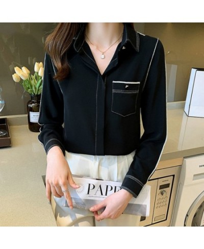 Spring Fall Fashion Elegant Temperament Long Sleeve Chiffon Button Up Shirt Women Casual Office Lady All Match Basic Blouse T...