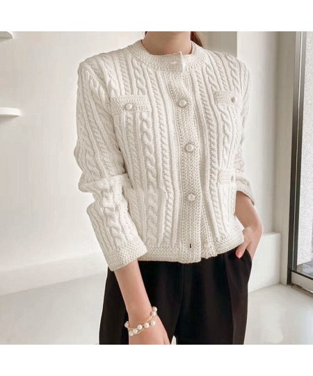 Elegant Button V-neck Women Cardigans With Pocket Harajuku Knitted Coat Korean Fashion Knitwear Tops Female O-neck Outwear To...