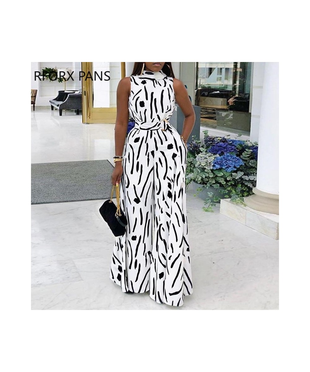 Abstract Print Sleeveless Wide Leg Jumpsuit $41.11 - Jumpsuits