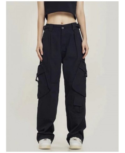 Retro High Street Large Pocket Cargo Pants Female Design Sense American Straight Leg Hip Hop Loose Casual Pants Trenders 2022...