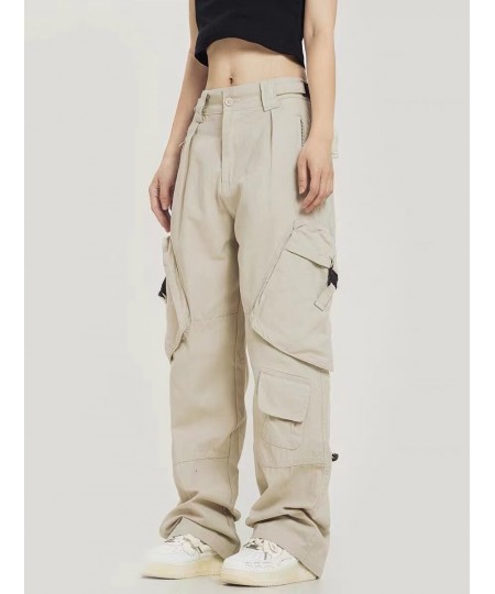 Retro High Street Large Pocket Cargo Pants Female Design Sense American Straight Leg Hip Hop Loose Casual Pants Trenders 2022...