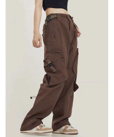 Retro High Street Large Pocket Cargo Pants Female Design Sense American Straight Leg Hip Hop Loose Casual Pants Trenders 2022...