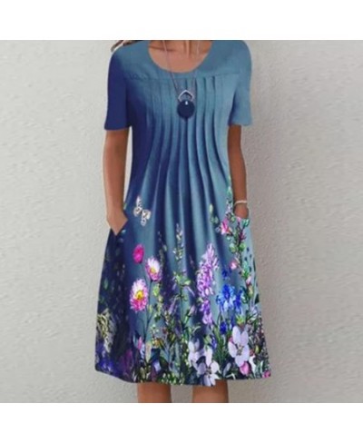 robe femme dresses for women 2022 Summer Dress Casual Round Neck Floral Print Women Dress vestidos elegantes para mujer $35.4...