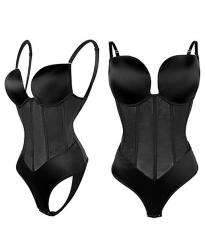 Bodysuit Shapewear Women Slimming Body Shaper Underwear Sexy Mesh Backless U Plunge Thong Tummy Control Push Up Corset for $3...