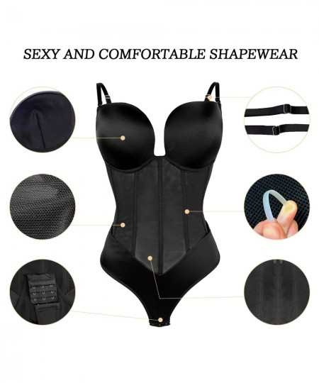 Bodysuit Shapewear Women Slimming Body Shaper Underwear Sexy Mesh Backless U Plunge Thong Tummy Control Push Up Corset for $3...