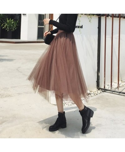 Irregular Velvet Tulle Pleated Skirt Autumn Winter Two Sides Wear Women Long Skirt Korean Fashion Champagne Black Skirt $34.4...