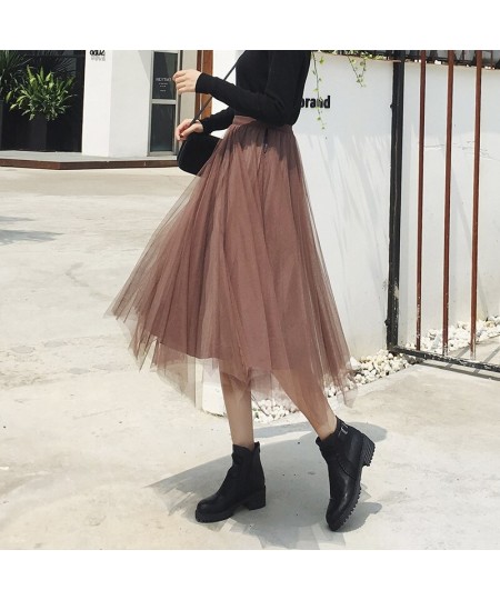 Irregular Velvet Tulle Pleated Skirt Autumn Winter Two Sides Wear Women Long Skirt Korean Fashion Champagne Black Skirt $34.4...