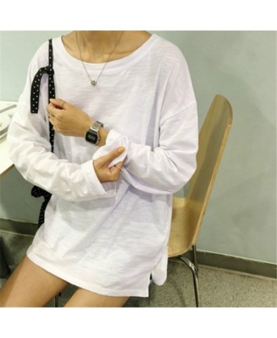 thin Solid color white long-sleeved female Korean loose women summer blouse shirt clothing $42.97 - Blouses & Shirts