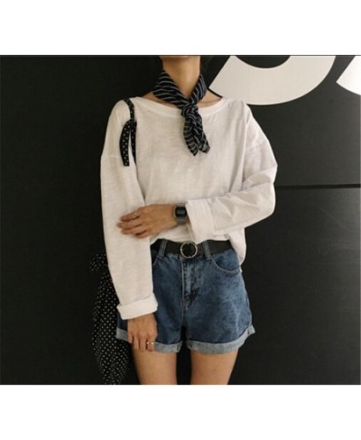 thin Solid color white long-sleeved female Korean loose women summer blouse shirt clothing $42.97 - Blouses & Shirts