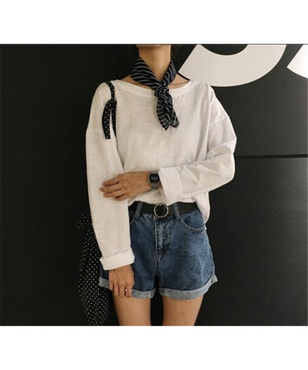 thin Solid color white long-sleeved female Korean loose women summer blouse shirt clothing $42.97 - Blouses & Shirts