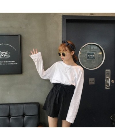 thin Solid color white long-sleeved female Korean loose women summer blouse shirt clothing $42.97 - Blouses & Shirts