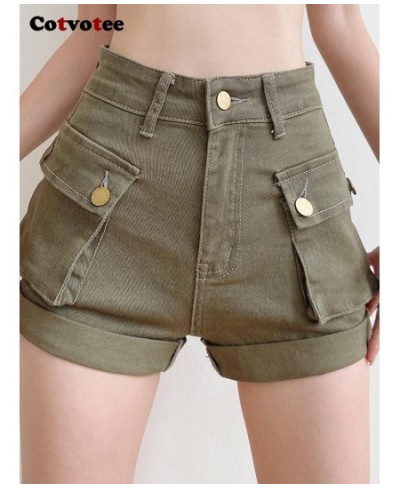 Denim Cargo Pants Shorts for Women 2022 Fashion Chic High Waisted Shorts Vintage Casual Pockets Solid Short Pants Women $51.6...