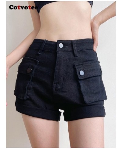 Denim Cargo Pants Shorts for Women 2022 Fashion Chic High Waisted Shorts Vintage Casual Pockets Solid Short Pants Women $51.6...