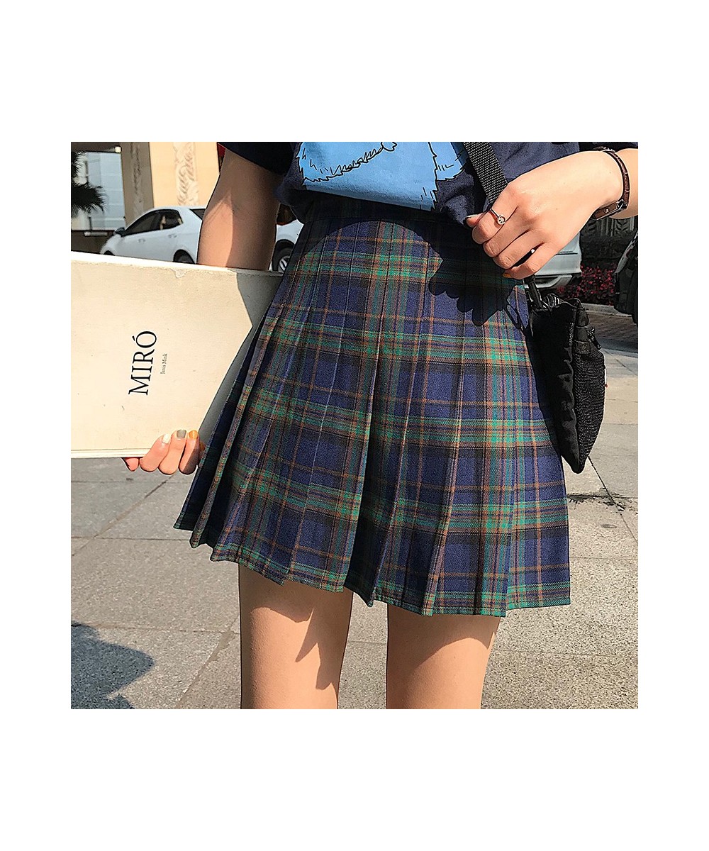 Dark Green Plaid Mini Skirt High Rise Tartan Check Skirt Women e-girl Aesthetic Grunge Outfit $36.42 - Skirts