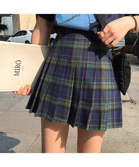 Dark Green Plaid Mini Skirt High Rise Tartan Check Skirt Women e-girl Aesthetic Grunge Outfit $36.42 - Skirts