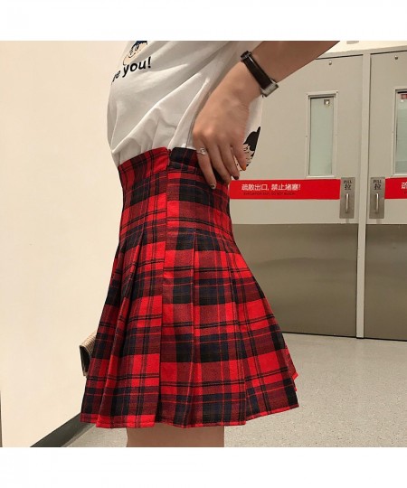 Dark Green Plaid Mini Skirt High Rise Tartan Check Skirt Women e-girl Aesthetic Grunge Outfit $36.42 - Skirts