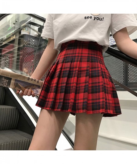 Dark Green Plaid Mini Skirt High Rise Tartan Check Skirt Women e-girl Aesthetic Grunge Outfit $36.42 - Skirts