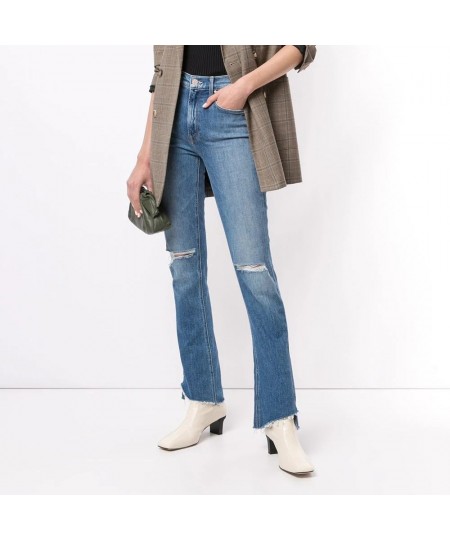 Women jeans high waist hole irregular demin pants $77.42 - Jeans