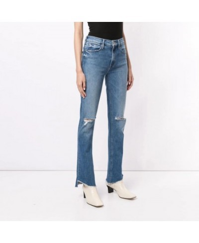 Women jeans high waist hole irregular demin pants $77.42 - Jeans