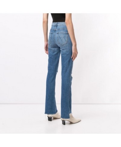 Women jeans high waist hole irregular demin pants $77.42 - Jeans