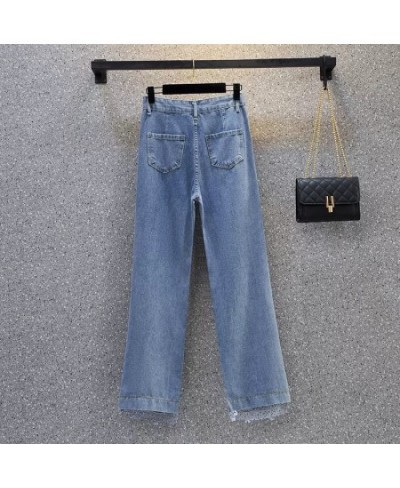 Summer New Jeans Loose Hollow Out Lace Splice Denim Pants Women High Waist Wide Leg Pant Female Casual Trousers Pantalon Femm...