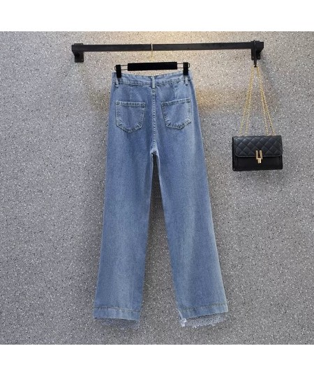 Summer New Jeans Loose Hollow Out Lace Splice Denim Pants Women High Waist Wide Leg Pant Female Casual Trousers Pantalon Femm...