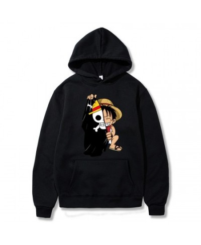 Japanese Anime Women Hoodie Sweatshirts Printed One Piece Luffy Hoodies Men Casual Cartoon Fleece Pullover Hoodie Clothing $3...