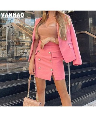 Fashion Button Patchwork Office Wears Long Sleeve Blazer and Mini Skirts 2 Piece Sets Women Outfit Wholesale $48.47 - Suits &...