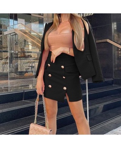 Fashion Button Patchwork Office Wears Long Sleeve Blazer and Mini Skirts 2 Piece Sets Women Outfit Wholesale $48.47 - Suits &...