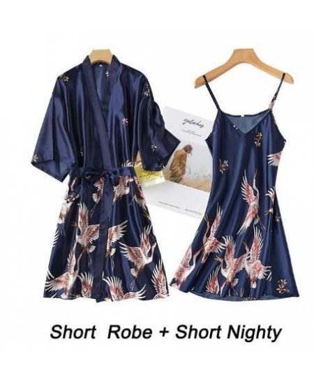 Women Rayon 2PCS Robe Set Bride Bridesmaid Wedding Robe Gown Lace Sexy Kimono Bathrobe Night Dress Casual Nightgown Sleepwear...