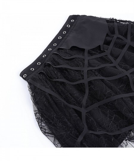 Women Gothic Party Mini Skirt Mall Gothic Grunge High Waist A-line Skirt Mesh Tassel Mini Skirts Goth Dark Spider Web Punk $2...