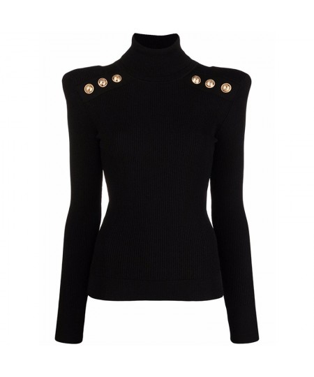 Classic Turtlenecks Pullovers Long Sleeve Gold Buckle Sweater Women Winter Fall Casual Elasticity Knitting Top $70.42 - Sweaters