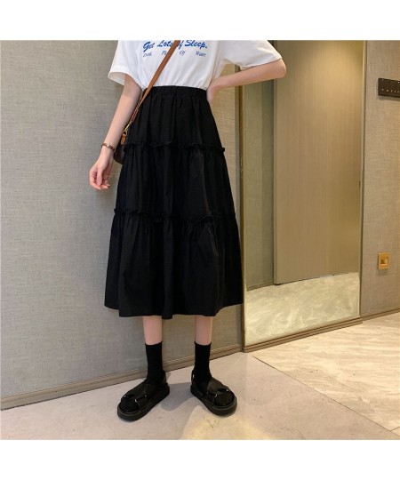 Skirts for Womens Korean Style Skirt Long Black Skirt White High Waist Skirt Summer Skirt Pleated Skirt Women's Stylish Skirt...