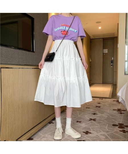 Skirts for Womens Korean Style Skirt Long Black Skirt White High Waist Skirt Summer Skirt Pleated Skirt Women's Stylish Skirt...