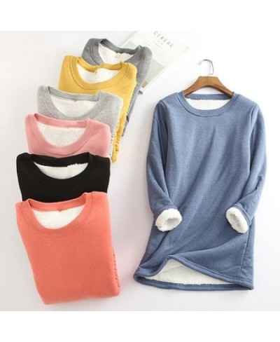 Winter Women Thick Fleece Sweatshirt Velvet Warm Solid O-neck Underwear Blouse Tops $27.59 - Hoodies & Sweatshirts