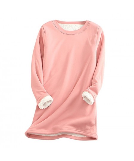 Winter Women Thick Fleece Sweatshirt Velvet Warm Solid O-neck Underwear Blouse Tops $27.59 - Hoodies & Sweatshirts