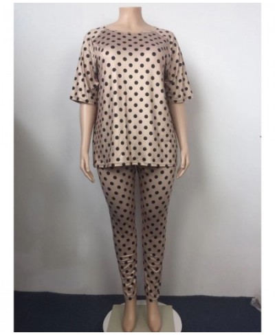 1xl-5xl Summer Plus Size Loose Casual Dot Print Women's Two Piece Women's Short Sleeve Top and Pants Set Wholesale $48.79 - P...