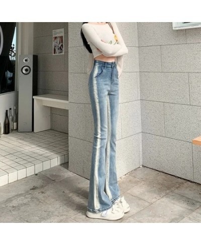 Women Jeans 2023 Spring Summer Flare Trousers High Waist Ladies Slim Fit Casual Striped Color Denim Pants Women Plus Size S-5...