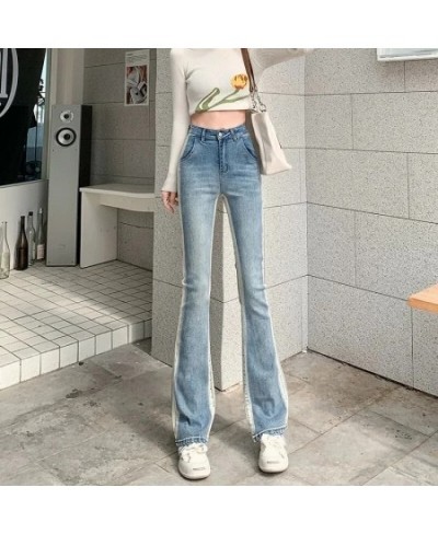 Women Jeans 2023 Spring Summer Flare Trousers High Waist Ladies Slim Fit Casual Striped Color Denim Pants Women Plus Size S-5...