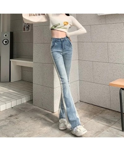 Women Jeans 2023 Spring Summer Flare Trousers High Waist Ladies Slim Fit Casual Striped Color Denim Pants Women Plus Size S-5...