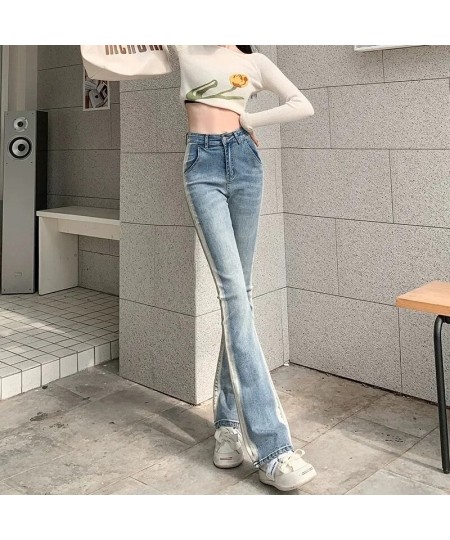 Women Jeans 2023 Spring Summer Flare Trousers High Waist Ladies Slim Fit Casual Striped Color Denim Pants Women Plus Size S-5...