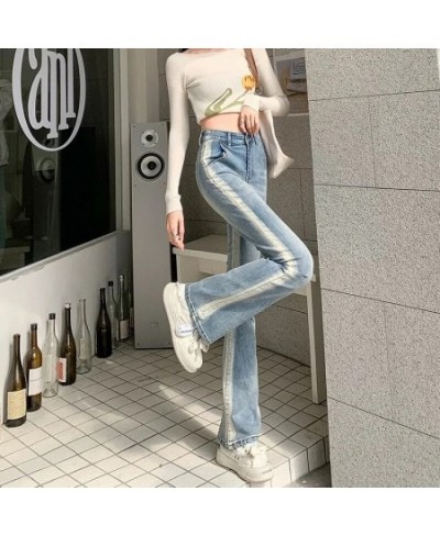 Women Jeans 2023 Spring Summer Flare Trousers High Waist Ladies Slim Fit Casual Striped Color Denim Pants Women Plus Size S-5...